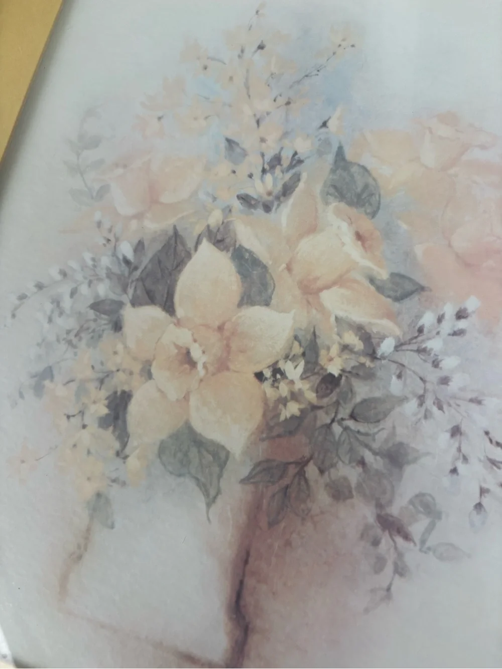 VTG MCM Yellow Floral Arrangement Watercolor Painting featuring a bouquet